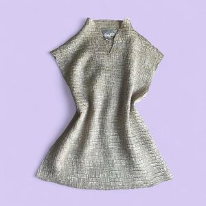 Vintage 90s Cream Textured Sleeveless Blouse Casual Corner Annex Petite Medium